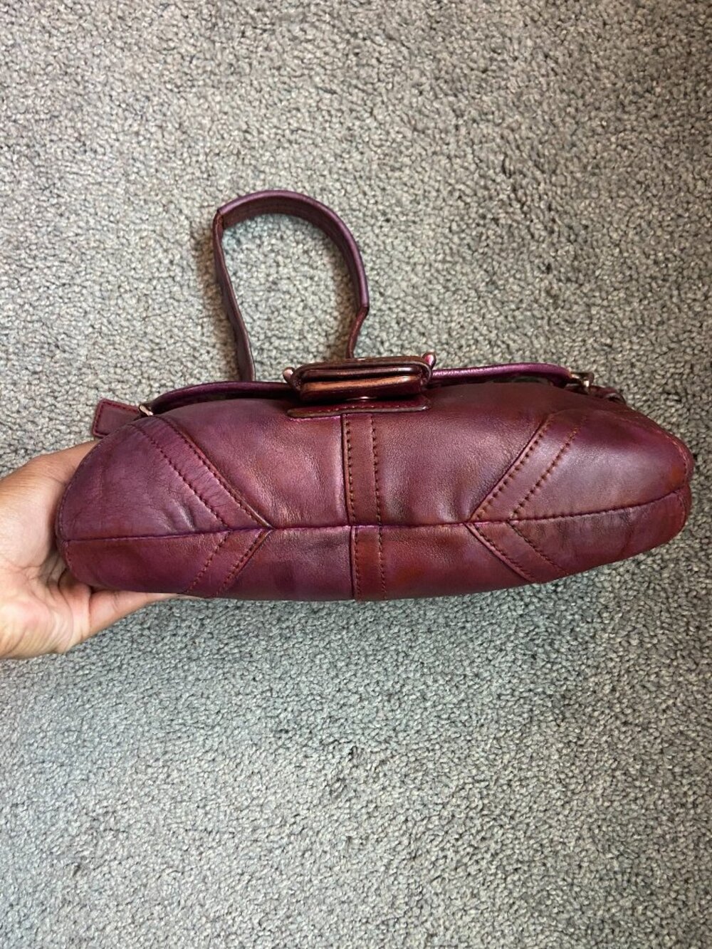 Vintage Coach Y2K Mini Soho Buckle Flap Shoulder Bag- 9247, Burgundy/Wine - Picture 6 of 15